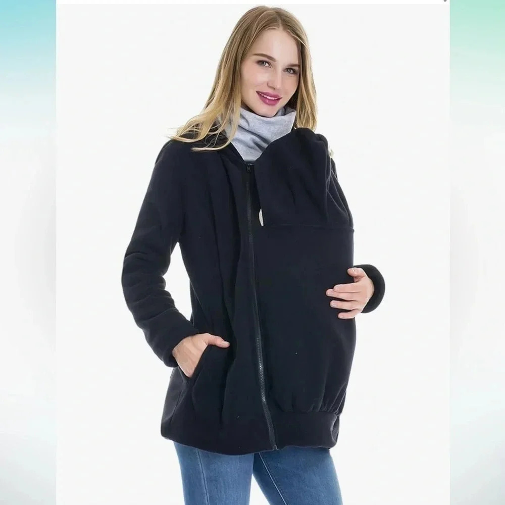 SMALLSHOW FLEECE MATERNITY ZIP-UP HOODIE JACKET